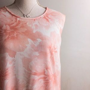 Calvin Klein Coral Floral Sleeveless Shift Dress